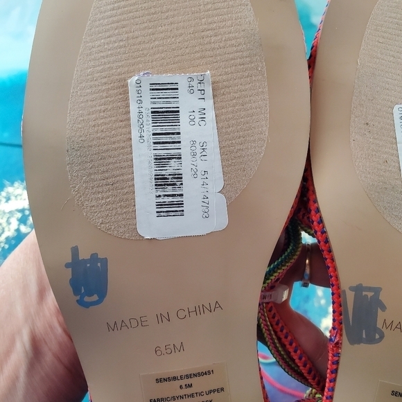 Steve Madden 6.5 Sensible Sandals in Multicolor Pink Blue Yellow tie wrap Ankle‎ - Picture 5 of 11